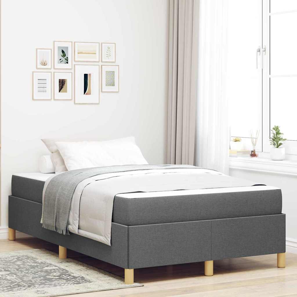 Box Spring Seng Mørkegrå Og Hvid Og Mørkegrå 120 X 200 Cm Stof - Hovedbillede