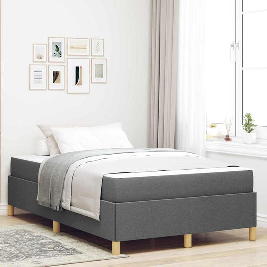 Box Spring Seng Mørkegrå Og Hvid Og Mørkegrå 120 X 200 Cm Stof - Hovedbillede