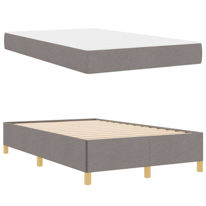 Box Spring Seng Med Madras Taupe Og Hvid 120 X 200 Cm Stof - Billede 5