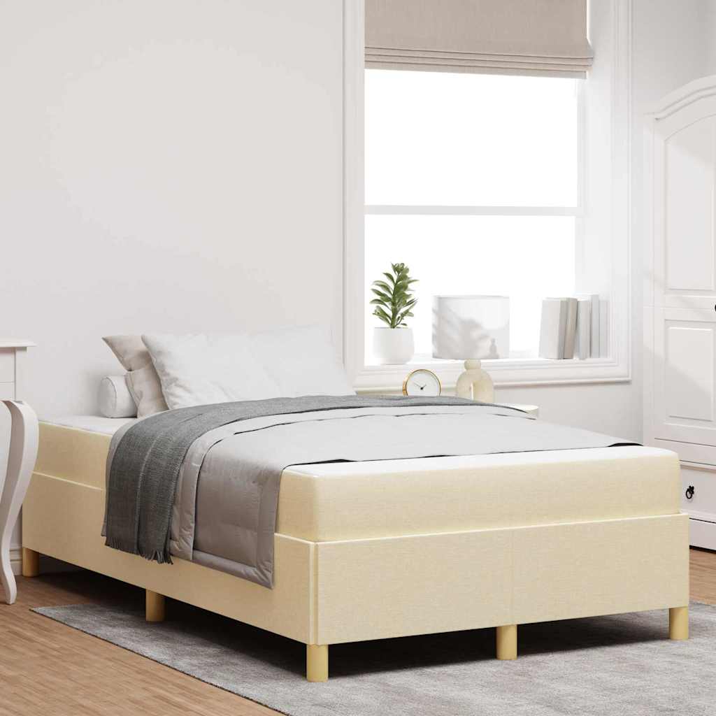 Box Spring Seng Med Madras Creme Og Hvid 120 X 200 Cm Stof - Hovedbillede