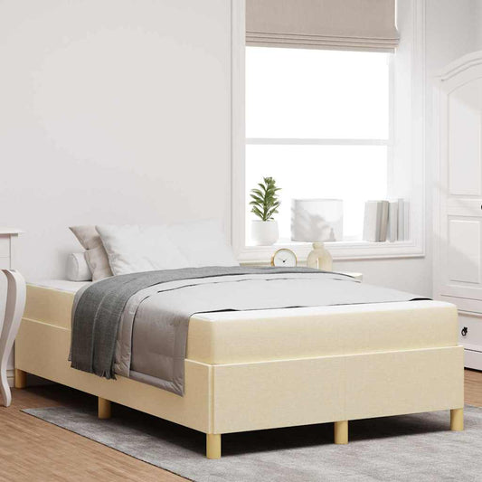 Box Spring Seng Med Madras Creme Og Hvid 120 X 200 Cm Stof - Hovedbillede