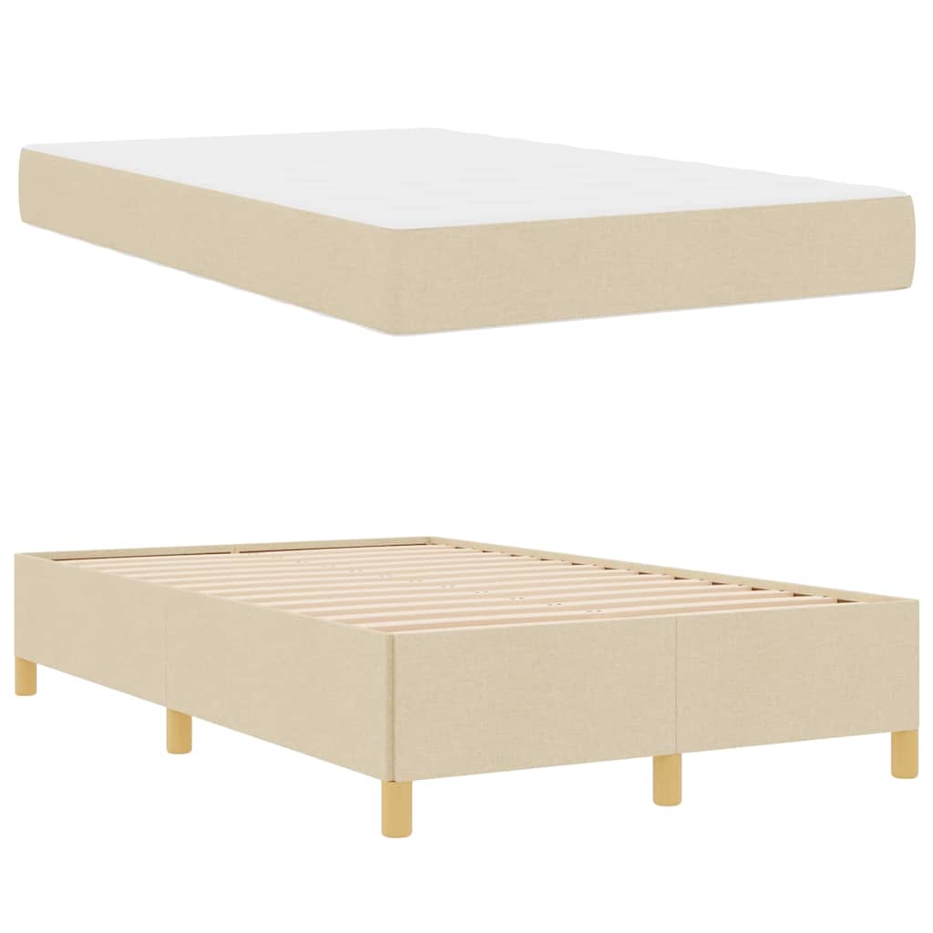 Box Spring Seng Med Madras Creme Og Hvid 120 X 200 Cm Stof - Billede 5