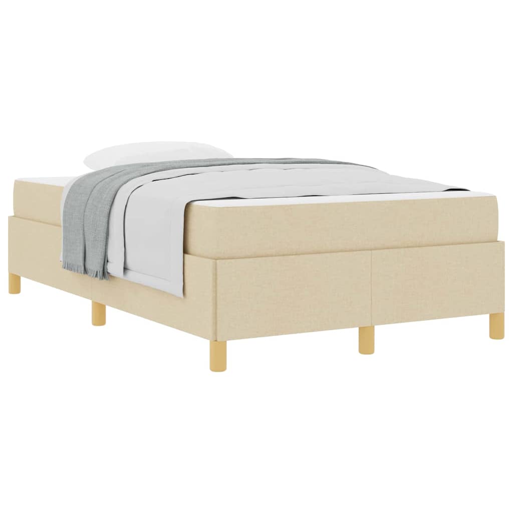 Box Spring Seng Med Madras Creme Og Hvid 120 X 200 Cm Stof - Billede 3