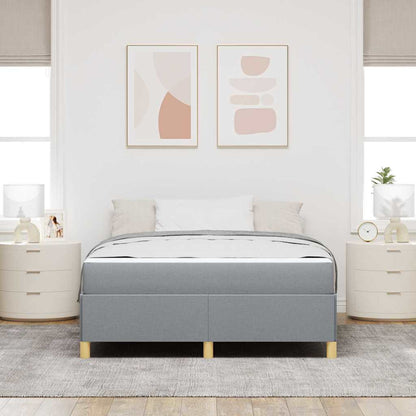 Box Spring Seng Lys Grå Og Hvid Og Lys Grå 140 X 190 Cm Stof - Billede 4