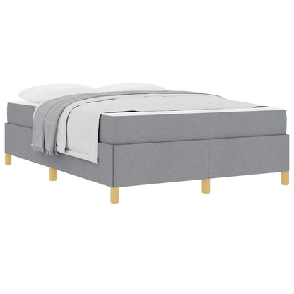 Box Spring Seng Lys Grå Og Hvid Og Lys Grå 140 X 190 Cm Stof - Billede 3