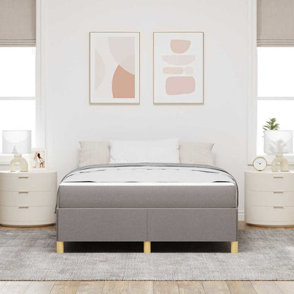 Box Spring Seng Med Madras Taupe Og Hvid 140 X 190 Cm Stof - Billede 4
