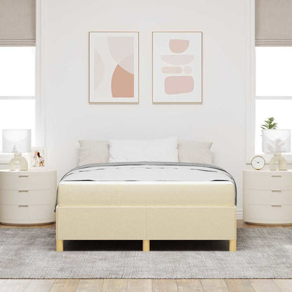Box Spring Seng Med Madras Creme Og Hvid 140 X 190 Cm Stof - Billede 4