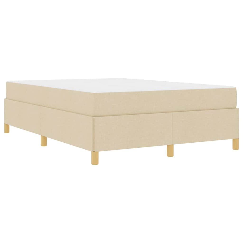 Box Spring Seng Med Madras Creme Og Hvid 140 X 190 Cm Stof - Billede 2