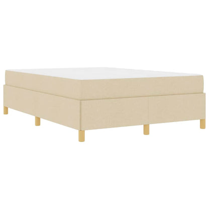 Box Spring Seng Med Madras Creme Og Hvid 140 X 190 Cm Stof - Billede 2