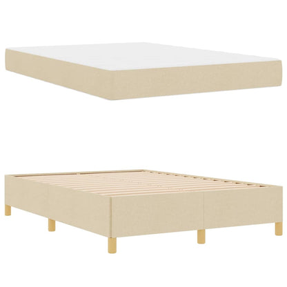 Box Spring Seng Med Madras Creme Og Hvid 140 X 190 Cm Stof - Billede 5