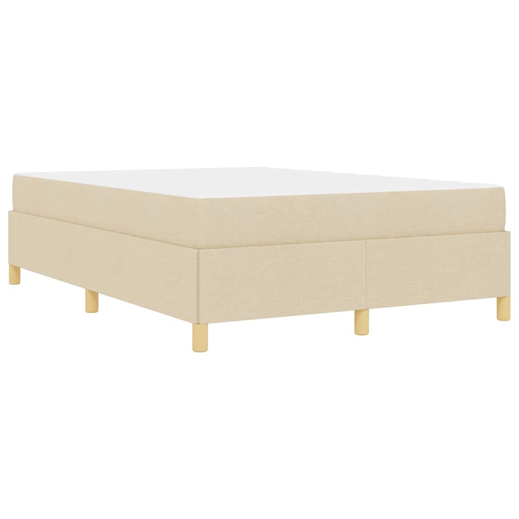 Box Spring Seng Med Madras Creme Og Hvid 140 X 190 Cm Stof - Billede 8