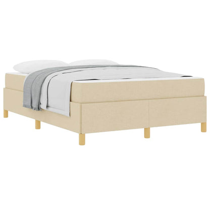Box Spring Seng Med Madras Creme Og Hvid 140 X 190 Cm Stof - Billede 3