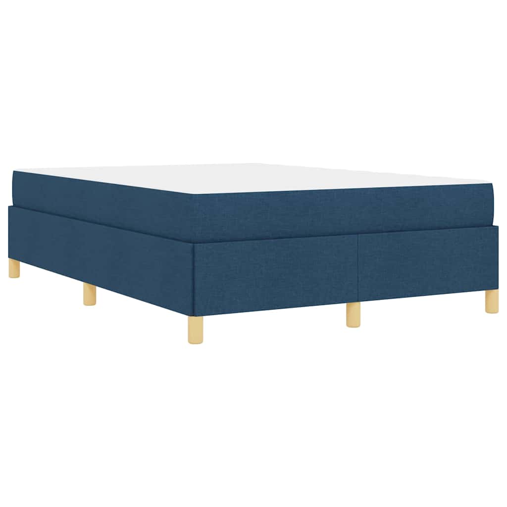 Box Spring Seng Med Madras Blå Og Hvid 140 X 190 Cm Stof - Billede 8