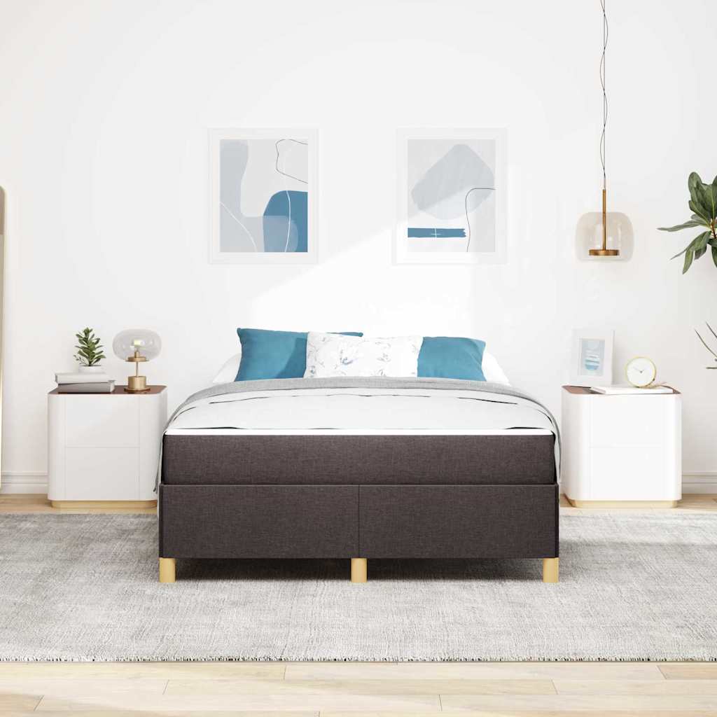 Box Spring Seng Med Madras Mørkebrun Og Hvid 160 X 200 Cm Stof - Billede 4