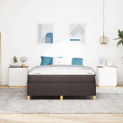 Box Spring Seng Med Madras Mørkebrun Og Hvid 160 X 200 Cm Stof - Billede 4