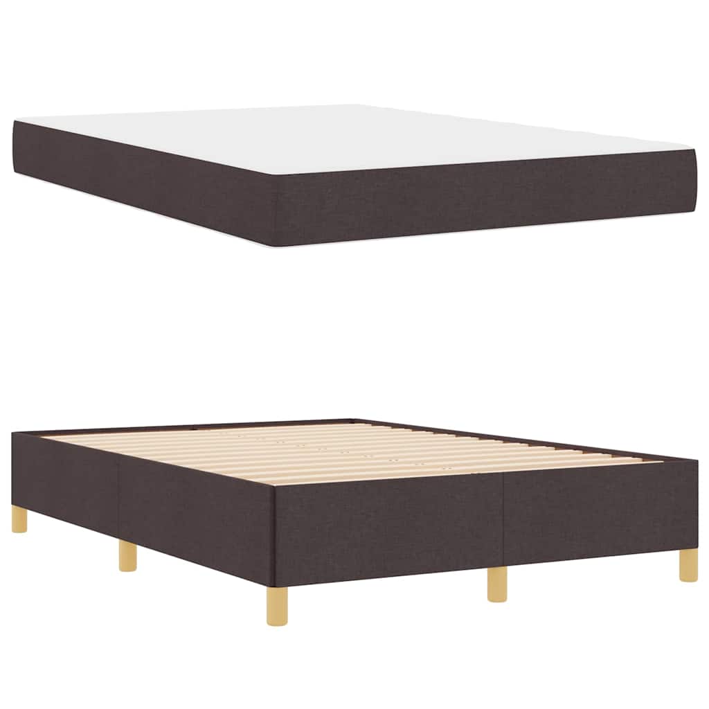 Box Spring Seng Med Madras Mørkebrun Og Hvid 160 X 200 Cm Stof - Billede 5
