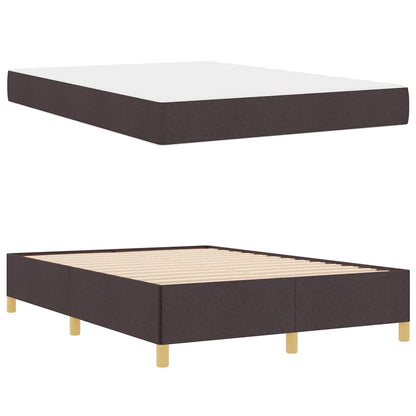 Box Spring Seng Med Madras Mørkebrun Og Hvid 160 X 200 Cm Stof - Billede 5