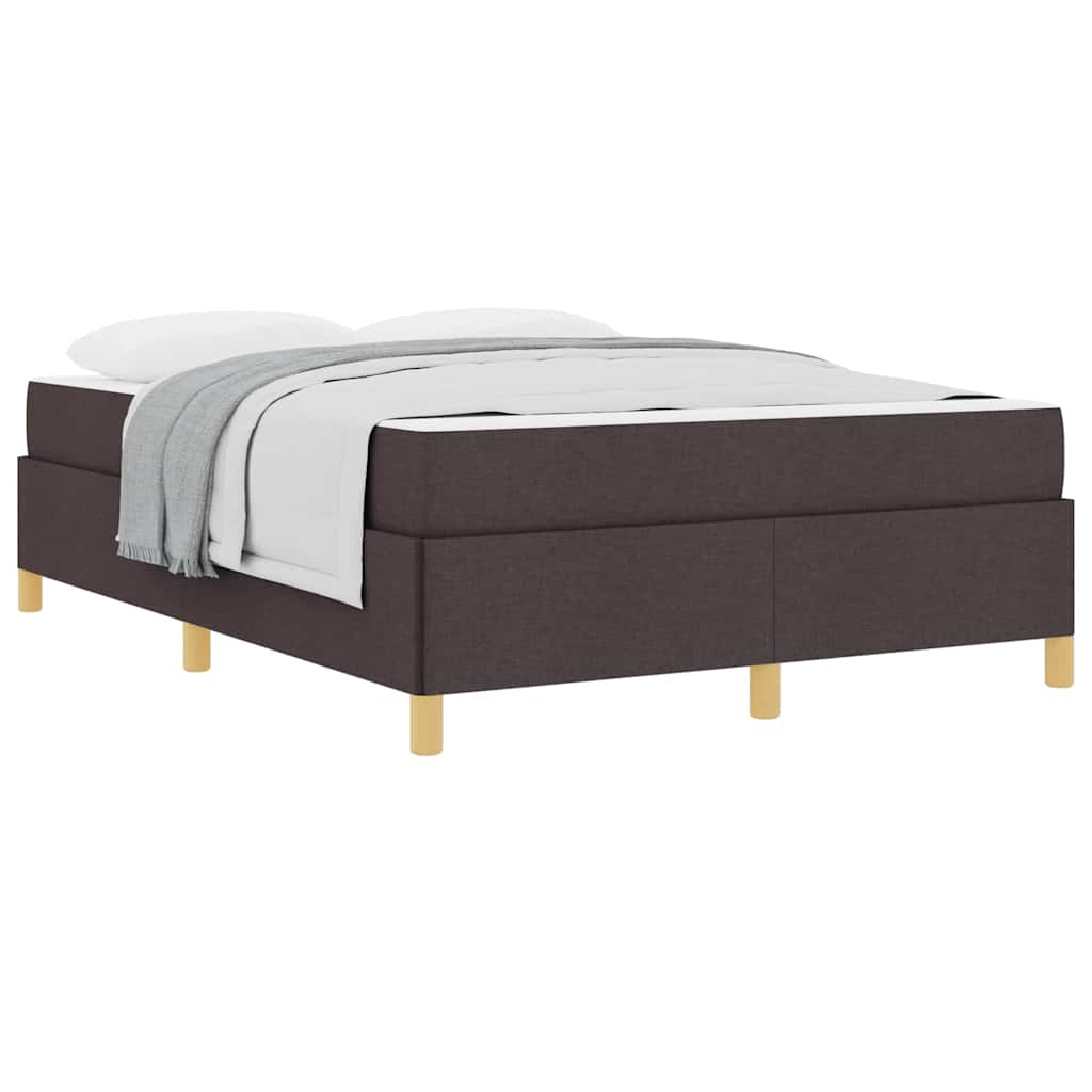 Box Spring Seng Med Madras Mørkebrun Og Hvid 160 X 200 Cm Stof - Billede 3