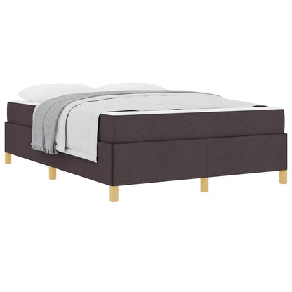 Box Spring Seng Med Madras Mørkebrun Og Hvid 160 X 200 Cm Stof - Billede 3