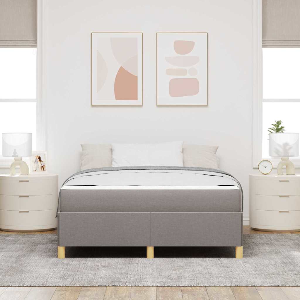 Box Spring Seng Med Madras Taupe Og Hvid 160 X 200 Cm Stof - Billede 4
