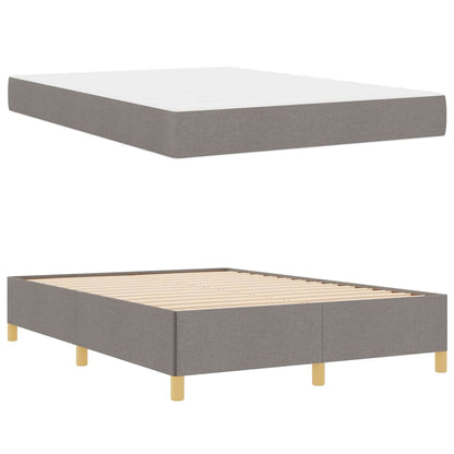 Box Spring Seng Med Madras Taupe Og Hvid 160 X 200 Cm Stof - Billede 5