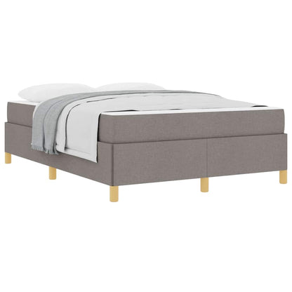 Box Spring Seng Med Madras Taupe Og Hvid 160 X 200 Cm Stof - Billede 3