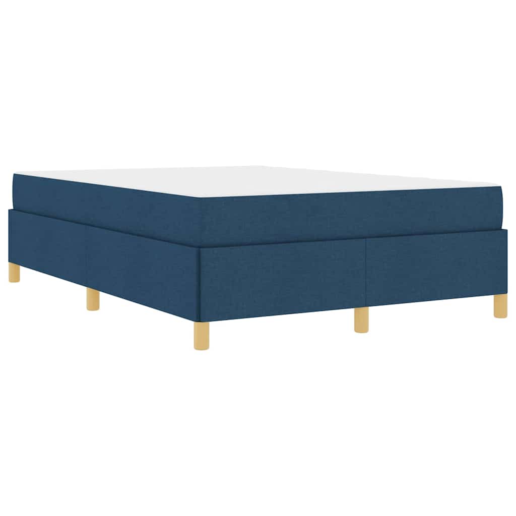 Box Spring Seng Med Madras Blå Og Hvid 160 X 200 Cm Stof - Billede 2