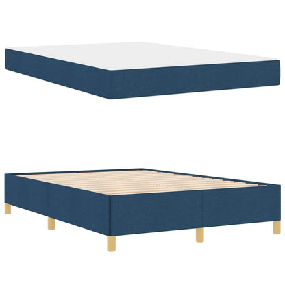 Box Spring Seng Med Madras Blå Og Hvid 160 X 200 Cm Stof - Billede 5