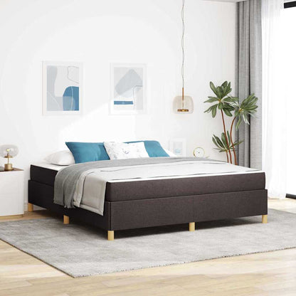 Box Spring Seng Med Madras Mørkebrun Og Hvid 180 X 200 Cm Stof - Hovedbillede