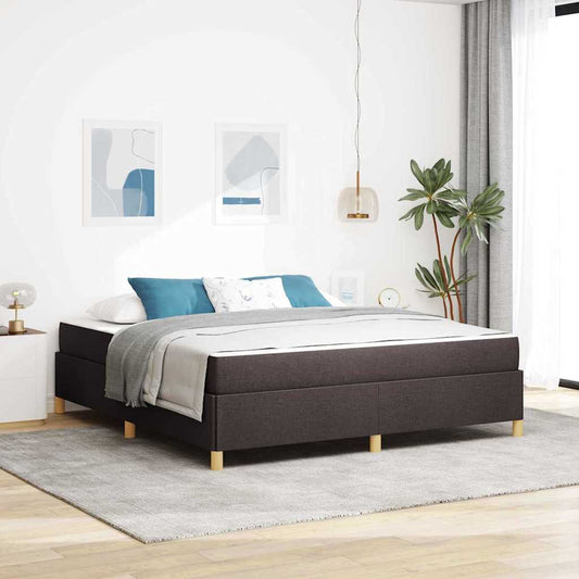 Box Spring Seng Med Madras Mørkebrun Og Hvid 180 X 200 Cm Stof - Hovedbillede