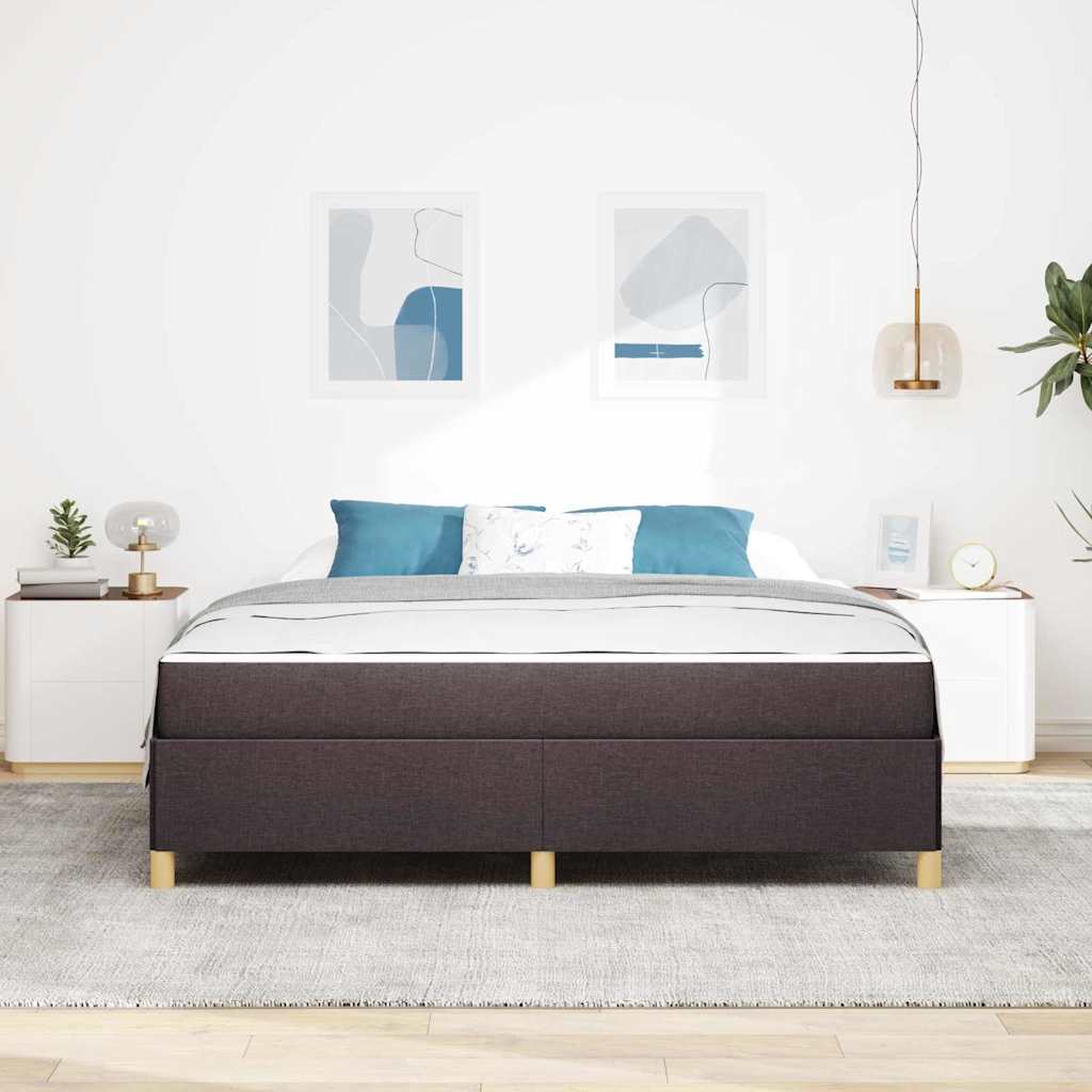 Box Spring Seng Med Madras Mørkebrun Og Hvid 180 X 200 Cm Stof - Billede 4