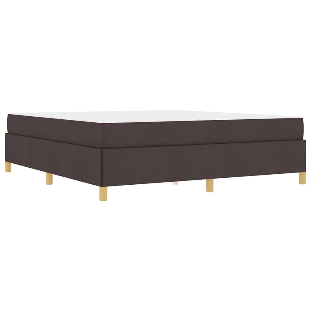 Box Spring Seng Med Madras Mørkebrun Og Hvid 180 X 200 Cm Stof - Billede 2