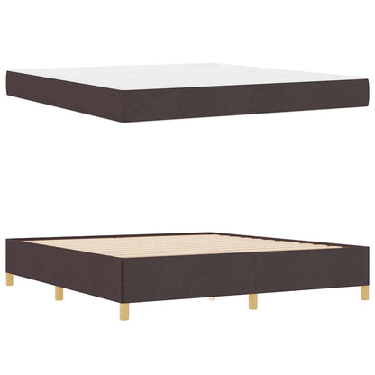 Box Spring Seng Med Madras Mørkebrun Og Hvid 180 X 200 Cm Stof - Billede 5