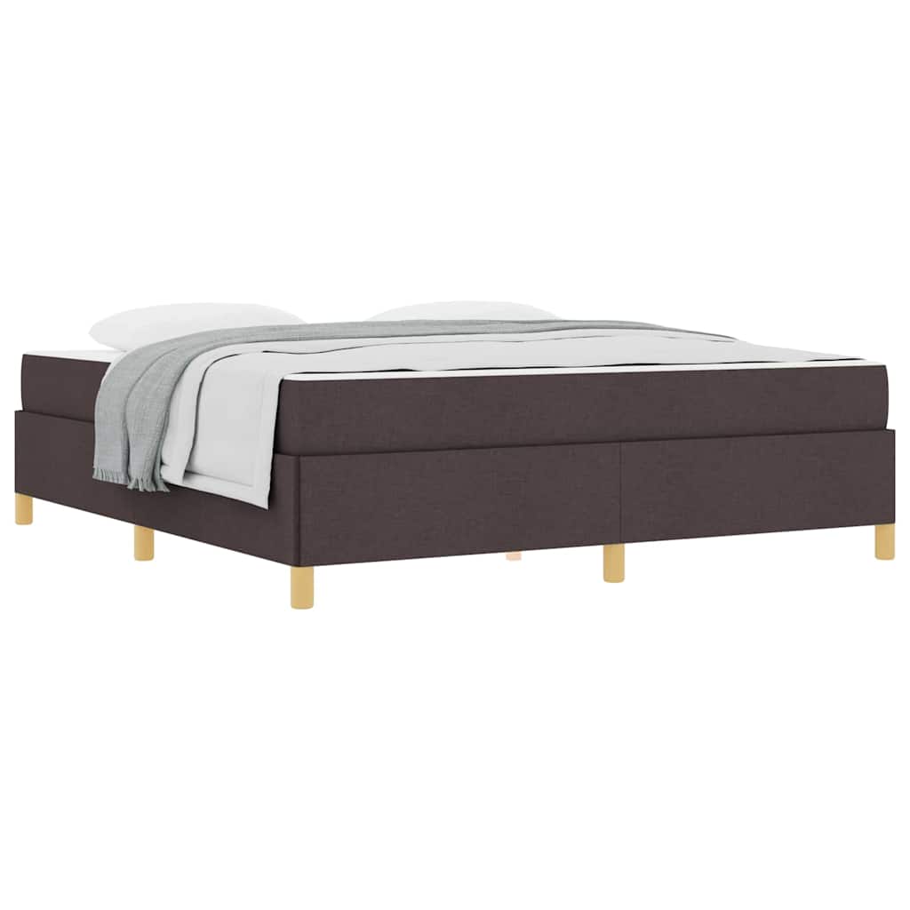 Box Spring Seng Med Madras Mørkebrun Og Hvid 180 X 200 Cm Stof - Billede 3
