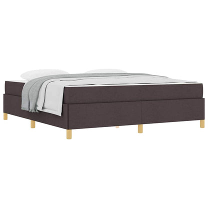 Box Spring Seng Med Madras Mørkebrun Og Hvid 180 X 200 Cm Stof - Billede 3