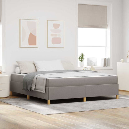 Box Spring Seng Med Madras Taupe Og Hvid 180 X 200 Cm Stof - Hovedbillede