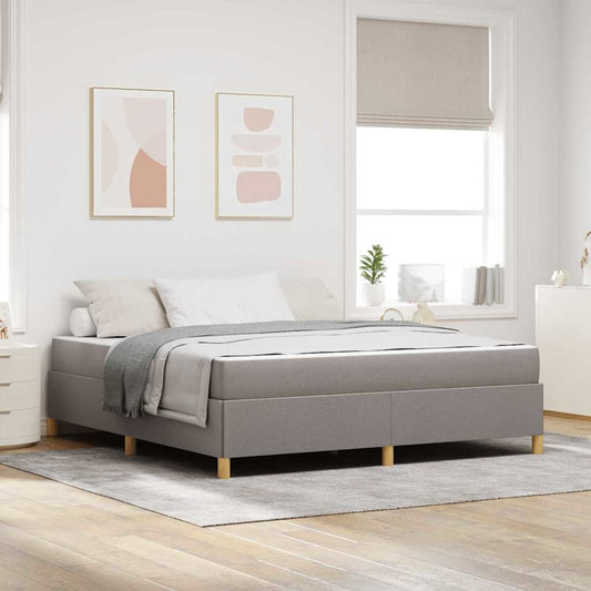 Box Spring Seng Med Madras Taupe Og Hvid 180 X 200 Cm Stof - Hovedbillede
