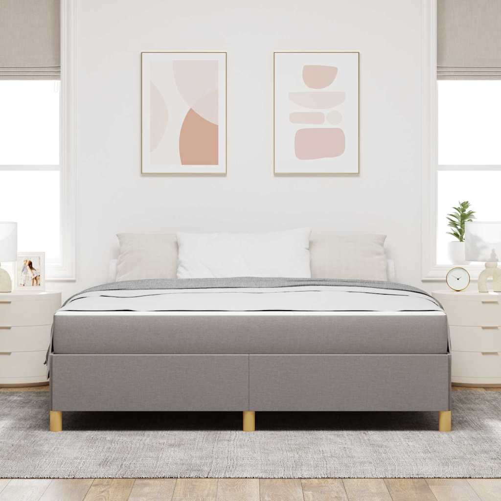 Box Spring Seng Med Madras Taupe Og Hvid 180 X 200 Cm Stof - Billede 4