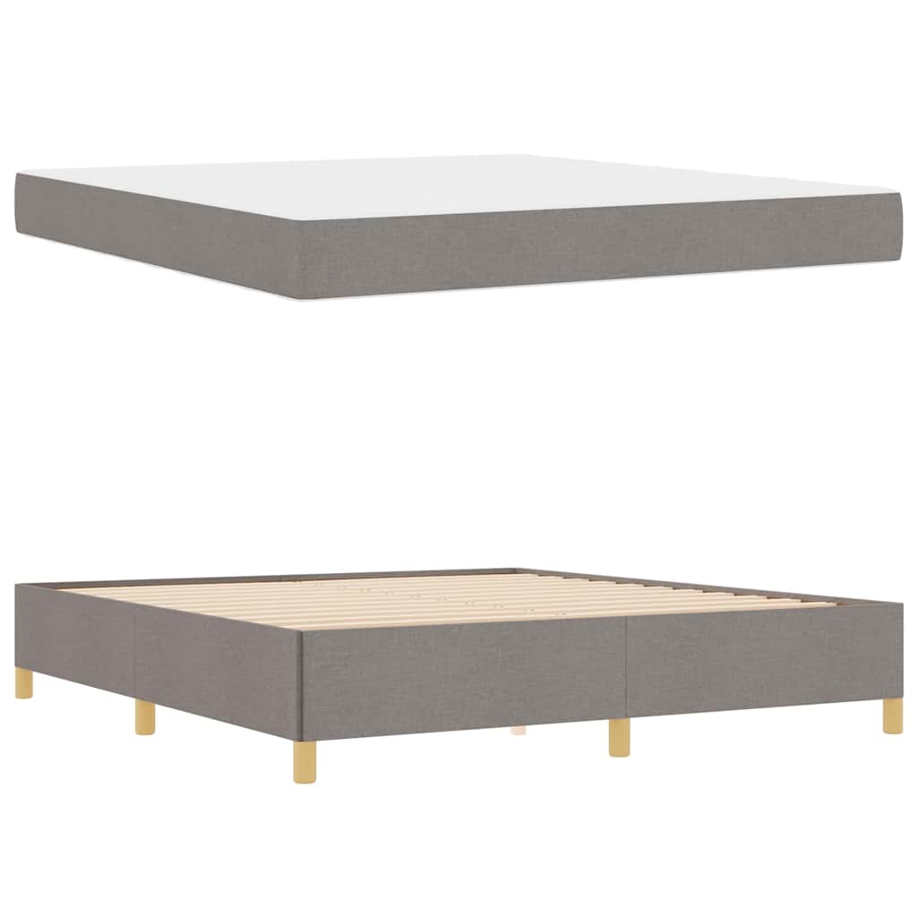 Box Spring Seng Med Madras Taupe Og Hvid 180 X 200 Cm Stof - Billede 5