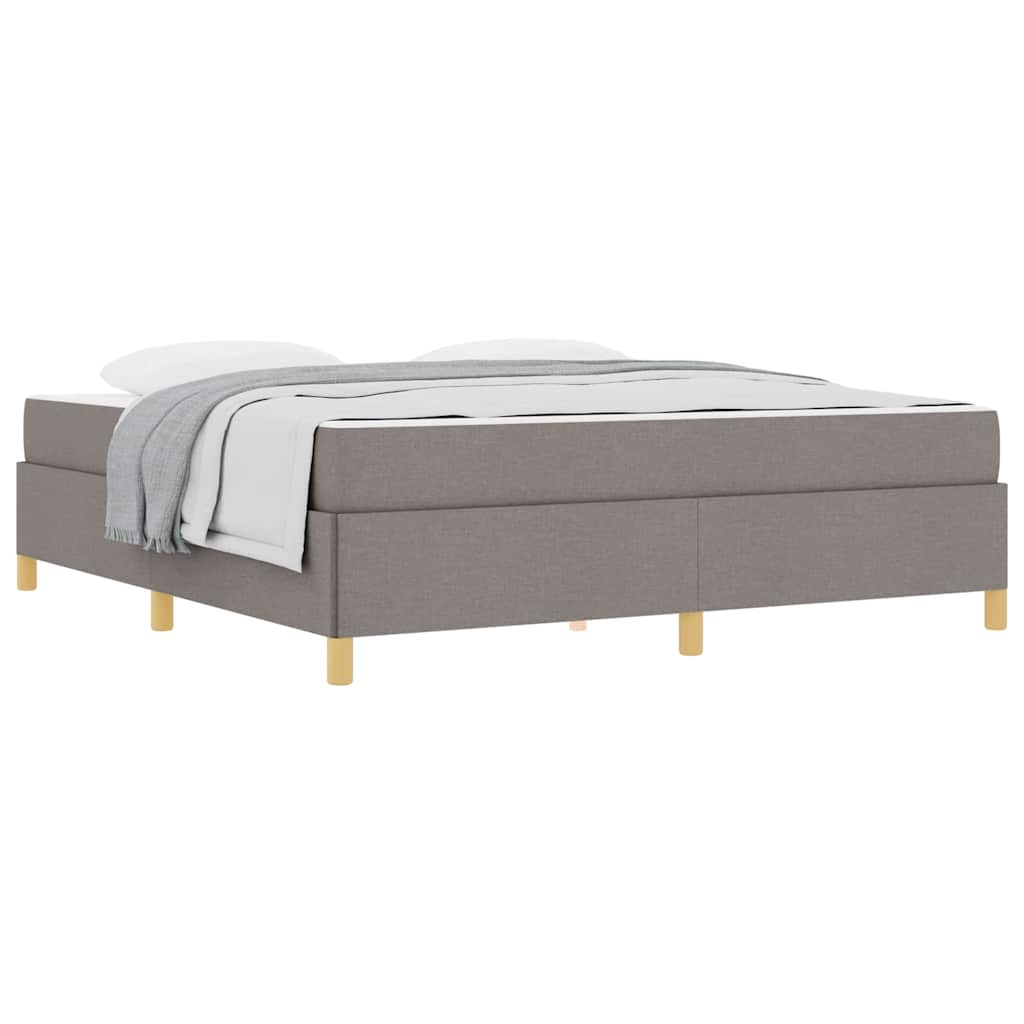 Box Spring Seng Med Madras Taupe Og Hvid 180 X 200 Cm Stof - Billede 3