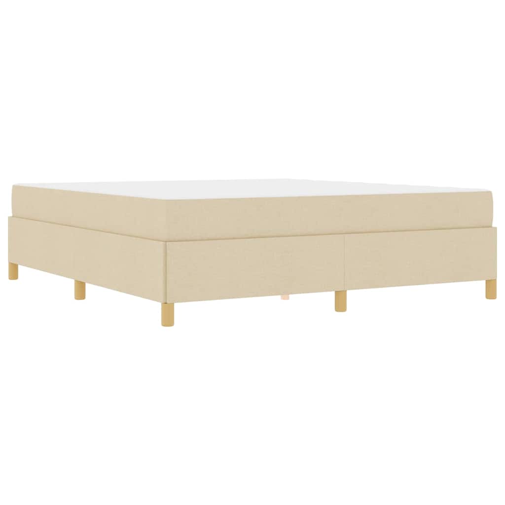 Box Spring Seng Creme Og Beige Og Hvid 180 X 200 Cm Stof - Billede 2