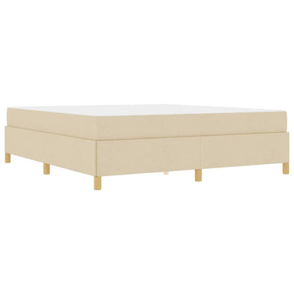Box Spring Seng Creme Og Beige Og Hvid 180 X 200 Cm Stof - Billede 2