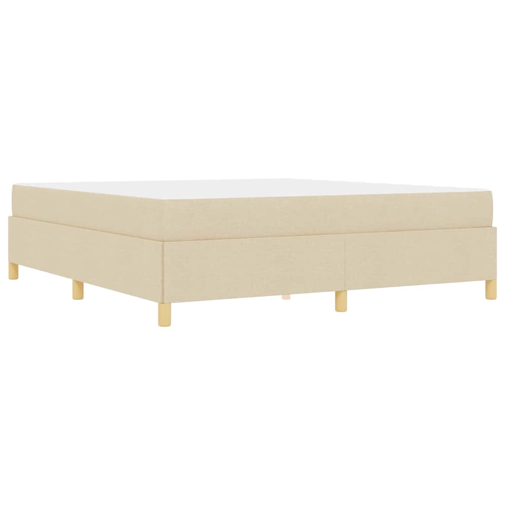 Box Spring Seng Creme Og Beige Og Hvid 180 X 200 Cm Stof - Billede 8