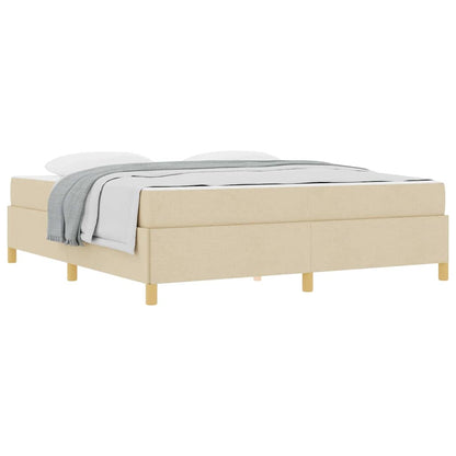 Box Spring Seng Creme Og Beige Og Hvid 180 X 200 Cm Stof - Billede 3