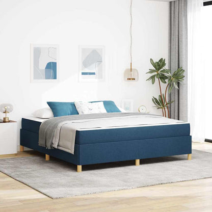 Box Spring Seng Med Madras Blå Og Hvid 180 X 200 Cm Stof - Hovedbillede