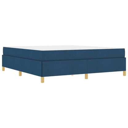 Box Spring Seng Med Madras Blå Og Hvid 180 X 200 Cm Stof - Billede 2