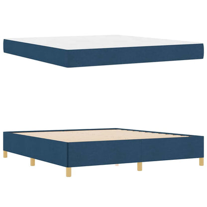 Box Spring Seng Med Madras Blå Og Hvid 180 X 200 Cm Stof - Billede 5