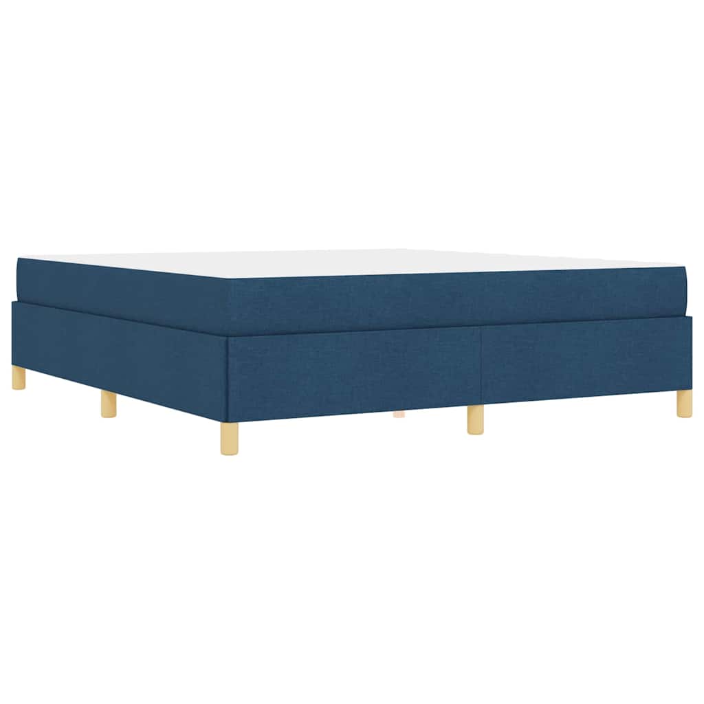 Box Spring Seng Med Madras Blå Og Hvid 180 X 200 Cm Stof - Billede 8