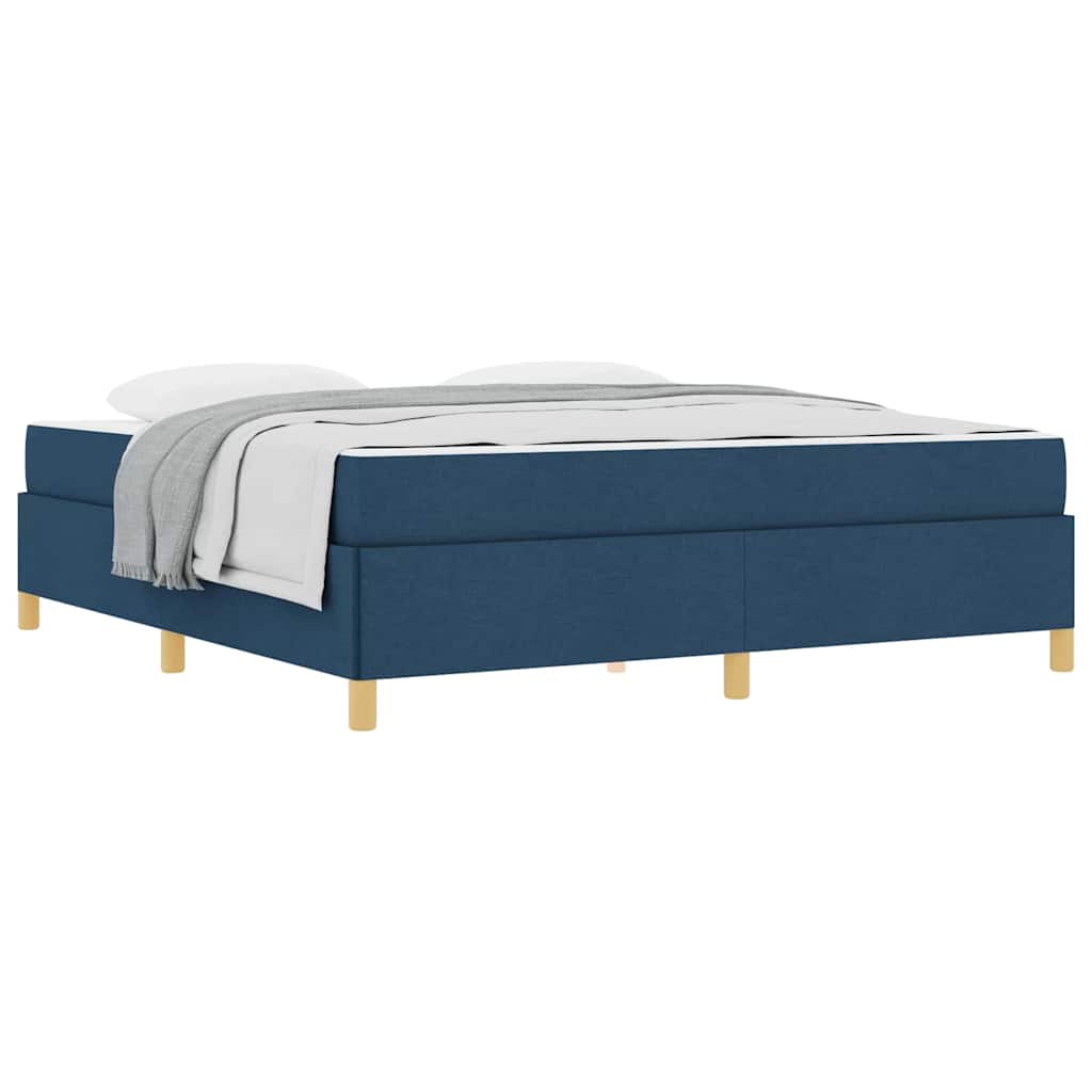 Box Spring Seng Med Madras Blå Og Hvid 180 X 200 Cm Stof - Billede 3