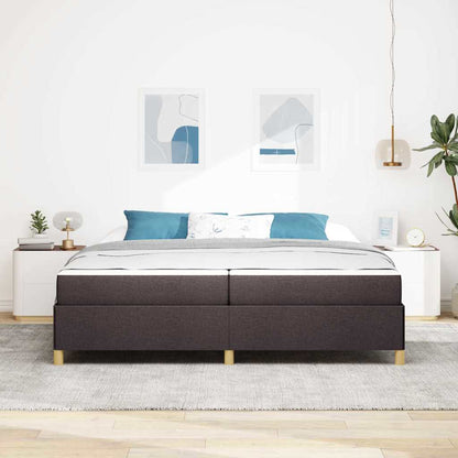 Box Spring Seng Med Madras Mørkebrun Og Hvid 200 X 200 Cm Stof - Billede 4